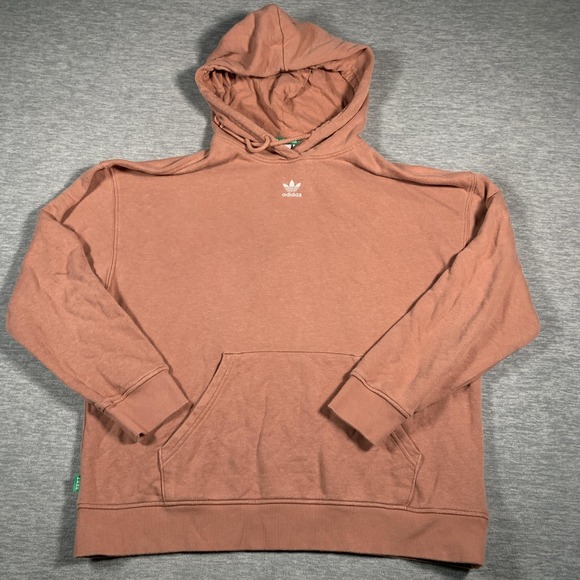 Adidas Originals Hoodie Womens Large Brown Hemp Blend Trefoil Pullover - Picture 1 of 13